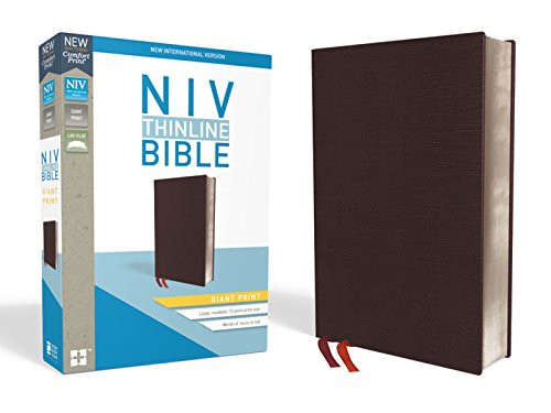 NIV Thinline Bible Giant Print Bonded Leather Burgundy Indexed Red Letter