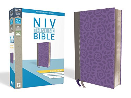 NIV Thinline Bible Giant Print Leathersoft Gray/Purple Red Letter Edition