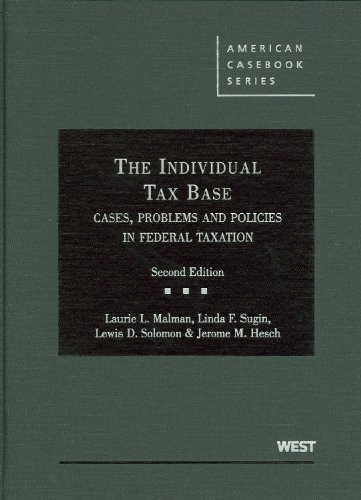 The Individual Tax Base Cases Problems and Policies In Federal Taxation