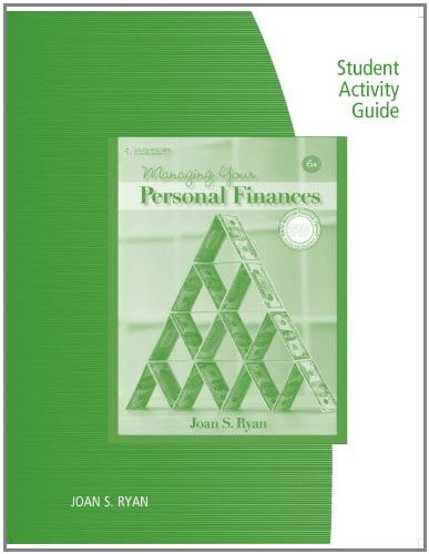 Student Activity Guide for Managing Your Personal Finances