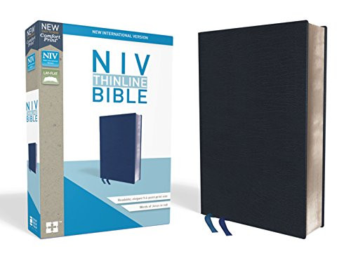 NIV Thinline Bible Bonded Leather Navy Indexed Red Letter Edition Comfort
