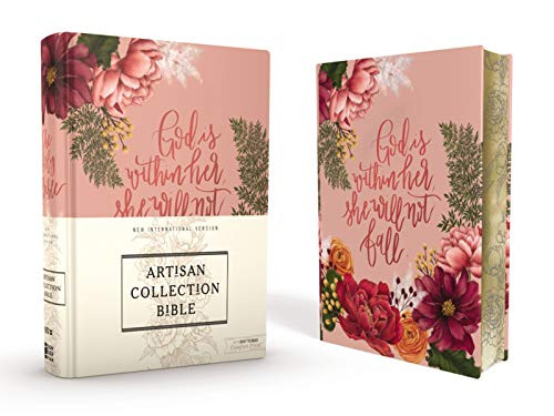 NIV Artisan Collection Bible Cloth over Board Pink Floral Designed Edges under Gilding Red Letter Edition Comfort Print
