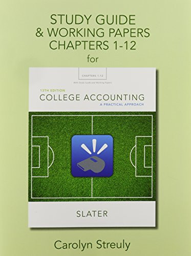 Study Guide And Working Papers For College Accounting