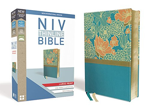 NIV Thinline Bible Large Print Leathersoft Blue Red Letter Edition