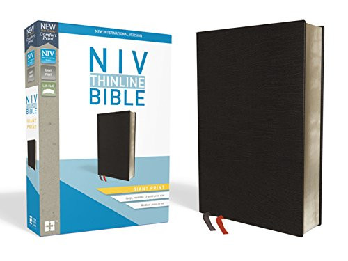 NIV Thinline Bible Giant Print Bonded Leather Black Indexed Red Letter