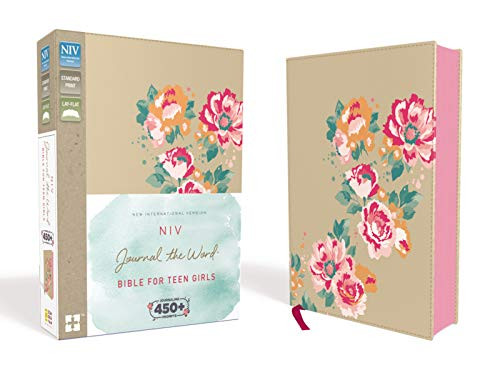 NIV Journal the Word Bible for Teen Girls Leathersoft over Board Gold/Floral Red Letter Edition