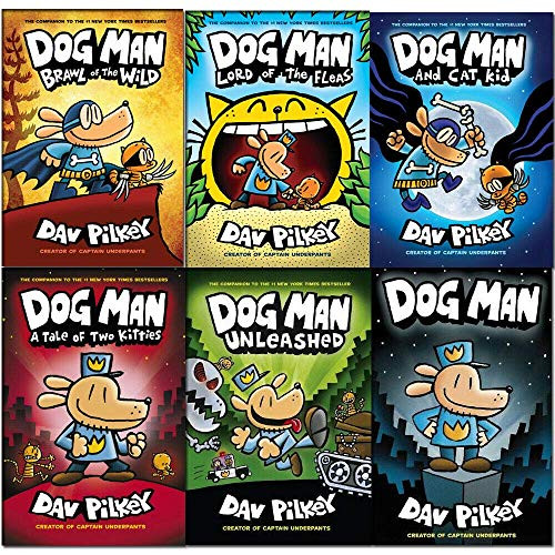 Dav Pilkey Adventures of Dog Man Series 1-6 Books Collection Set