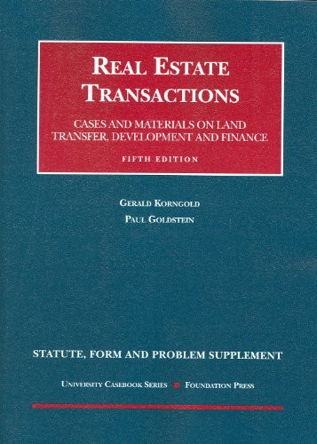 Statute Form And Problem Supplement To Real Estate Transactions