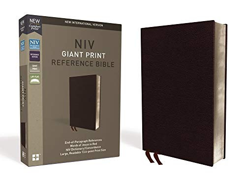 NIV Reference Bible Giant Print Bonded Leather Burgundy Red Letter
