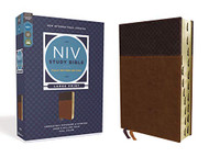 NIV Study Bible Fully Large Print Leathersoft Brown Red Letter Thumb