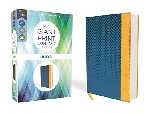 NIV Giant Print Compact Bible for Boys Leathersoft Blue Red Letter Comfort Print