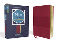NIV Study Bible Fully Large Print Leathersoft Burgundy Red Letter Comfort Print