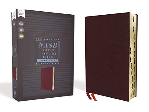NASB Thinline Bible Large Print Bonded Leather Burgundy Red Letter
