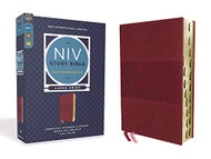 NIV Study Bible Fully Large Print Leathersoft Burgundy Red Letter