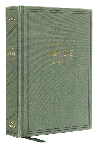 NKJV Abide Bible Cloth over Board Green Red Letter Comfort Print