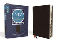 NIV Study Bible Fully Large Print Bonded Leather Black Red Letter