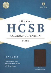 HCSB Compact Ultrathin Bible Brown Genuine Cowhide