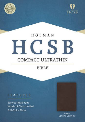 HCSB Compact Ultrathin Bible Brown Genuine Cowhide