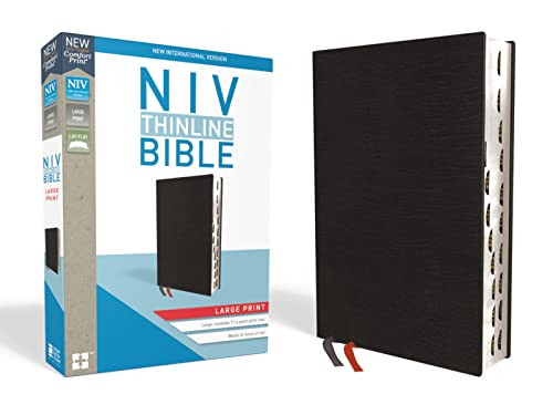 NIV Thinline Bible Large Print Bonded Leather Black Red