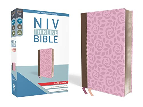 NIV Thinline Bible Large Print Leathersoft Pink Red Letter Comfort Print