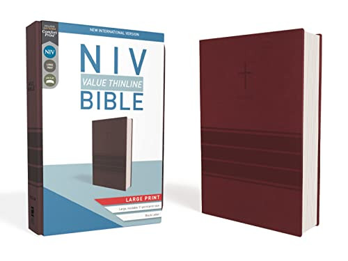 NIV Value Thinline Bible Large Print Leathersoft Burgundy Comfort Print