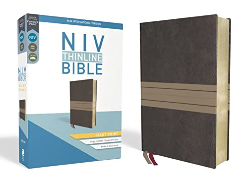 NIV Thinline Bible Giant Print Leathersoft Brown/Tan Red