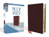 NIV Thinline Bible Bonded Leather Burgundy Red Letter Thumb