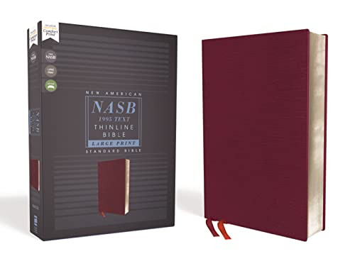 NASB Thinline Bible Large Print Bonded Leather Burgundy Red