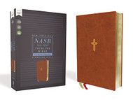 NASB Thinline Bible Large Print Leathersoft Brown Red Letter