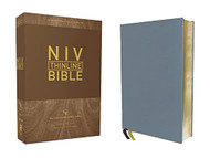 NIV Thinline Bible Genuine Leather Buffalo Blue Red Letter