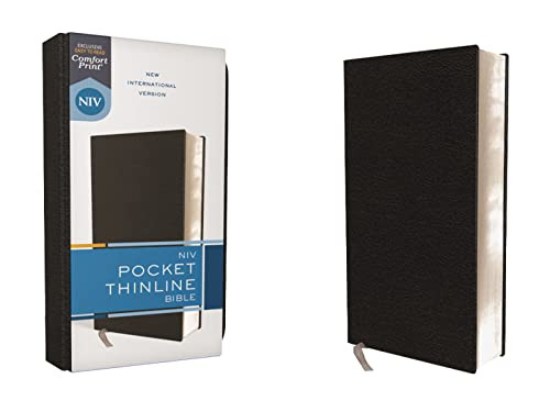 NIV Pocket Thinline Bible Bonded Leather Black Red Letter Comfort Print