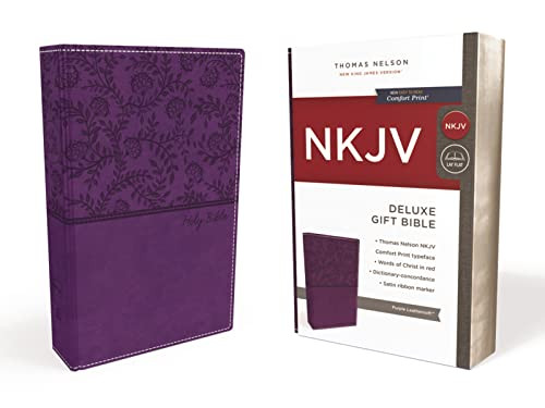 NKJV Deluxe Gift Bible Leathersoft Purple Red Letter Comfort Print