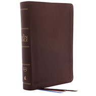 KJV Open Bible Genuine Leather Brown Red Letter Comfort Print