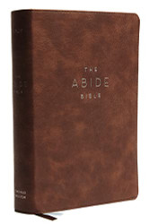 NKJV Abide Bible Leathersoft Brown Red Letter Comfort Print