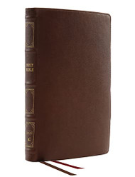NKJV Deluxe Thinline Reference Bible Genuine eather Brown Red