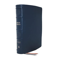 NKJV Single-Column Reference Bible Genuine Leather Blue Comfort Print