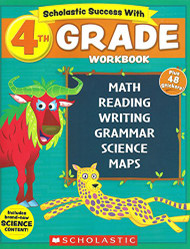 NEW 2018 Edition Scholastic - 4th Grade Workbook with Motivational Stickers