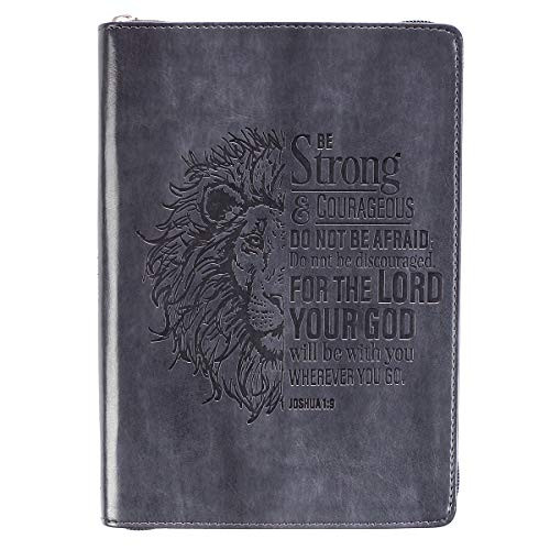 Classic Faux Leather Journal Be Strong and Courageous Lion Joshua 1