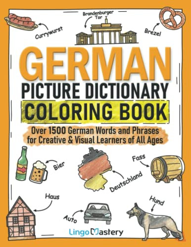 German Picture Dictionary Coloring Book