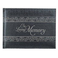 Christian Art Gifts in oving Memory Guest Book - Grey Padded Faux