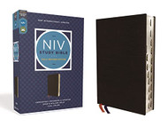 NIV Study Bible Fully  Bonded Leather Black Red