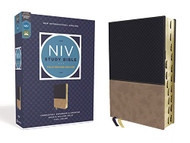 NIV Study Bible Fully  Leathersoft Navy/Tan Red