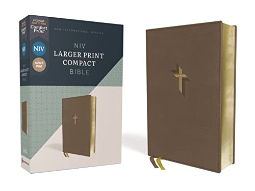 NIV Larger Print Compact Bible Leathersoft Brown Red Letter