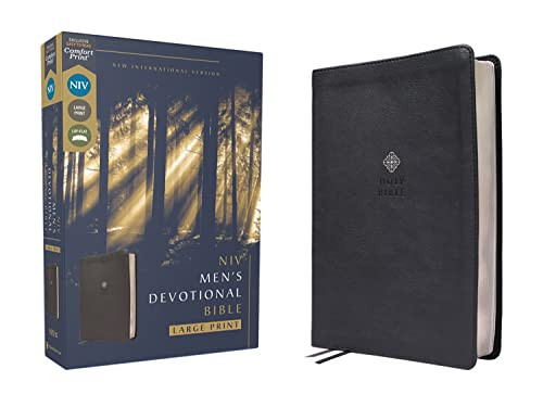 NIV Men's Devotional Bible Large Print Leathersoft Black Comfort