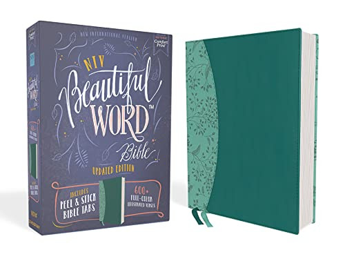 NIV Beautiful Word Bible Peel/Stick Bible Tabs Leathersoft Teal