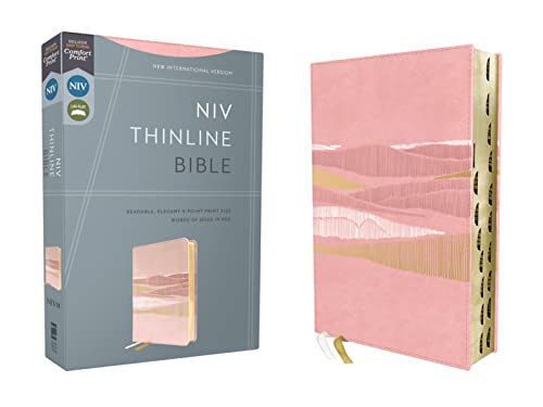 NIV Thinline Bible Leathersoft Pink Red Letter Thumb Indexed