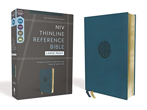 NIV Thinline Reference Bible Large Print Leathersoft Teal Red