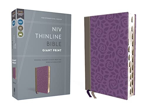 NIV Thinline Bible Giant Print Leathersoft Gray/Purple Red