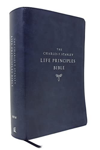 NIV Charles F. Stanley Life Principles Bible Leathersoft Blue