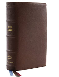 NKJV Single-Column Reference Bible Premium Goatskin Leather Brown
